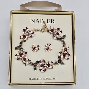 Napier Festive Gold and Red Bracelet Set